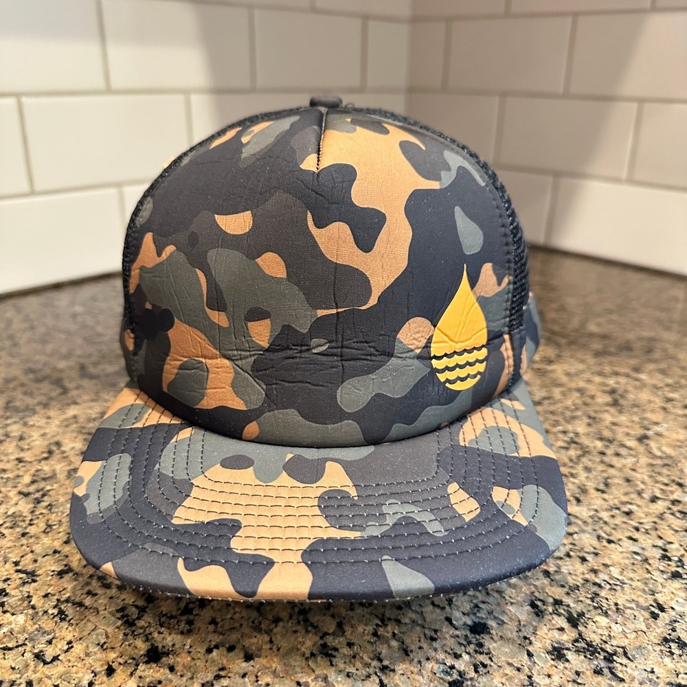 Buoy Trucker Hat Adjustable Camo Black Mesh Logo Outdoor Snapback